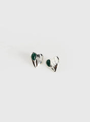 Citrah Heart Stud Earrings Silver
