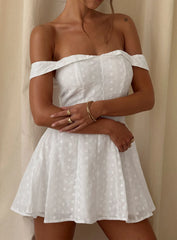Rosebud Broderie Off The Shoulder Mini Dress White