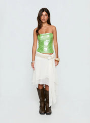 Mistyque Strapless Metallic Top Lime