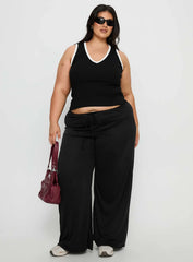 Baseline V Neck Rib Tank Top Black White Curve