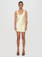 Kingslie Low Back Mini Dress Baby Yellow Petite