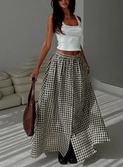 Cartmel Check Maxi Skirt Black Cream