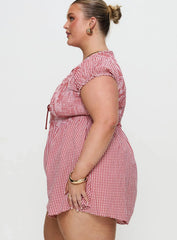 Wescott Gingham Playsuit Red White Curve