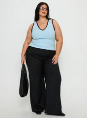 Baseline V Neck Rib Tank Top Blue Brown Curve