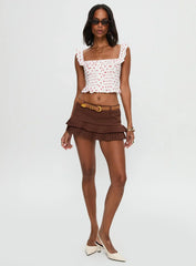 Isadoria Frill Top White Red Polka