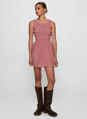 Winxie Shirred Mini Dress Red Gingham