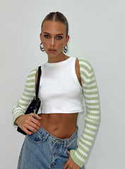 Aytan Bolero Sweater Green White