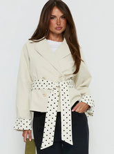 Meriana Cropped Trench Beige Polka Dot