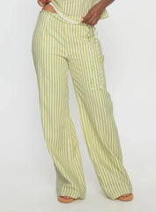 With Pleasure Tie Side Pant Green Blue Stripe