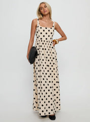 Cartmel Maxi Dress Cream Polka Dot