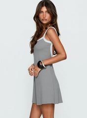 Toree Scoop Back Mini Dress Grey White