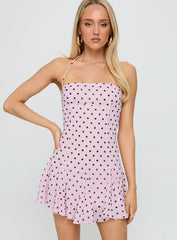 Delamere Mini Dress Pink Black Polka Dot