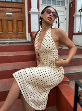 Kimbelle Halter Maxi Dress Cream Polka Dot