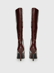 Alexx Knee High Boots Burgundy