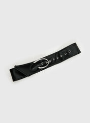 Sirena Faux Leather Belt Black Silver