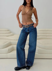 Everlong Mid Rise Wide Leg Jeans Dark Blue Wash
