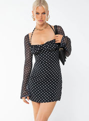 Dyer Mini Dress Black Polka Dot