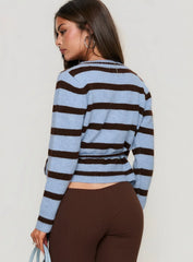 Andras Wrap Knit Sweater Blue Stripe