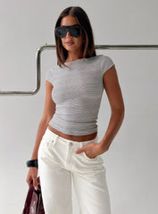 Nyren Low Back Boatneck Top White Black Stripe