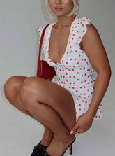 I Guess So Mini Dress White Burgundy
