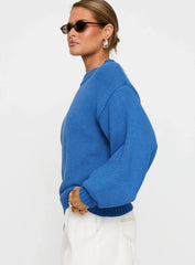 Harmony Balloon Sleeve Knit Sweater Blue