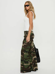Danella Mid Rise Straight Leg Cargo Jean Camouflage