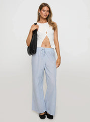 Holiday Tie Front Pant Blue White Stripe