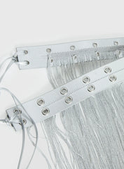 Artemas Studded Tassel Belt Silver