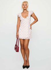 I Guess So Mini Dress White Burgundy Tall