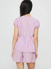 Drop Dead Gorgeous Tie Up Set Purple Stripe
