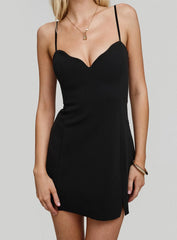 Radiante Scalloped Mini Dress Black