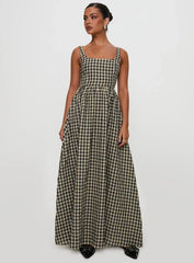 Cartmel Check Maxi Dress Black Cream