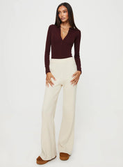 Kandis Long Sleeve Bodysuit Burgundy