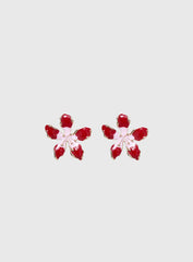 Ysabelle Flower Earrings Pink Red