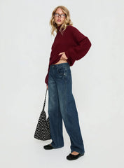 Kellsie High Rise Wide Leg Jeans Dark Blue Wash