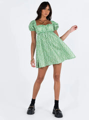 Lets Dance Mini Dress Green Floral