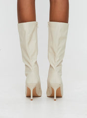 Elodiee Knee High Boots Cream
