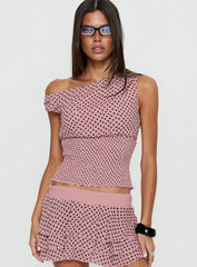 Ready To Party Off Shoulder Top Pink Black Polka