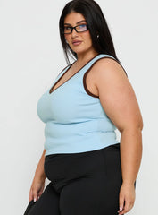 Baseline V Neck Rib Tank Top Blue Brown Curve