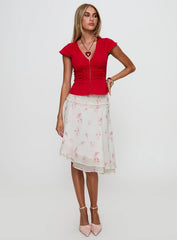 Charisse Asymmetrical Midi Skirt Floral