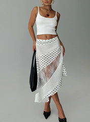 Rennar Maxi Skirt White Polka Dot