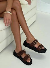 Ma Belle Sandals Brown Faux Suede