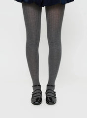 Flashback Ribbed Stockings Grey