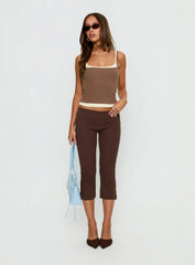 Maeka Layered Jersey Tank Top Brown Cream