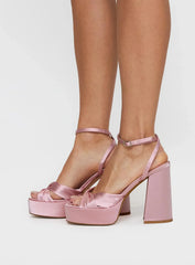 Everlasting Satin Platform Heels Baby Pink