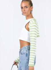 Aytan Bolero Sweater Green White