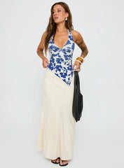 Chilli Halter Top Blue Floral