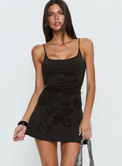 Zalira Floral Detail Playsuit Dark Grey