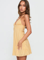 Reflections Anglaise Mini Dress Yellow