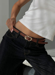 Capeside Faux Leather Belt Brown Gold